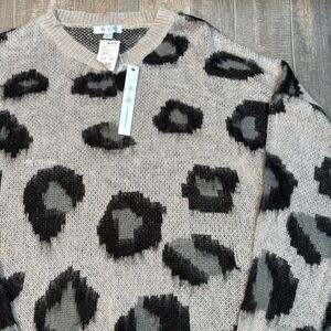 She + Sky Women's Leopard Print Knit Sweater One Size NWT Beige Black Gray